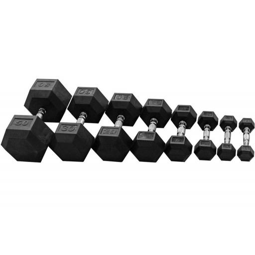 Hex Dumbbell - 2.5-30kg + Rack